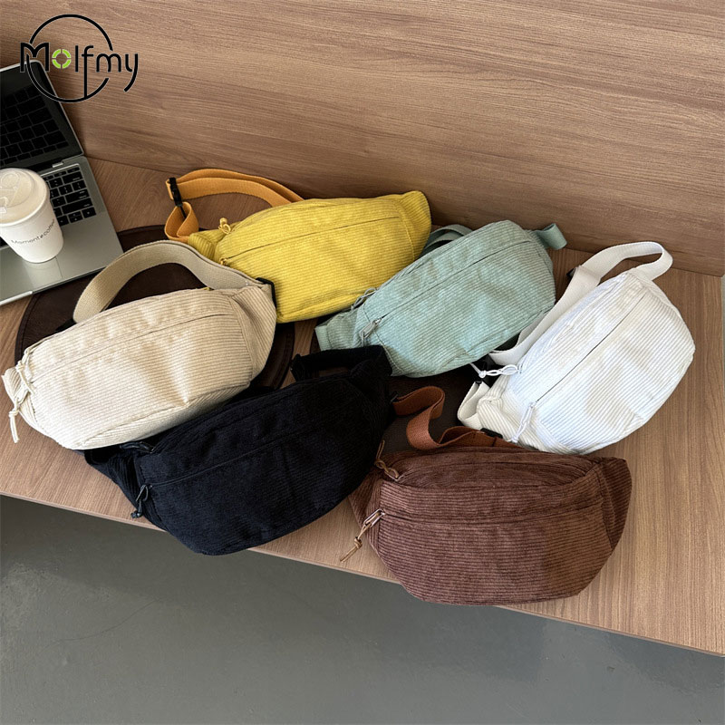Women'S Bum Bags - Femmes taille sac velours côtelé étudiant