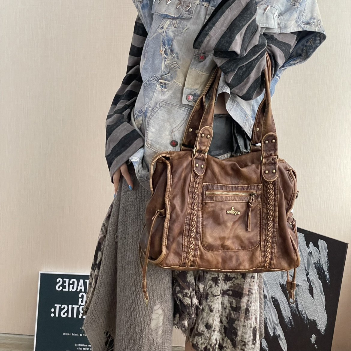 Women Bags Branded Sale - Sac de moto rétro Y2K grande