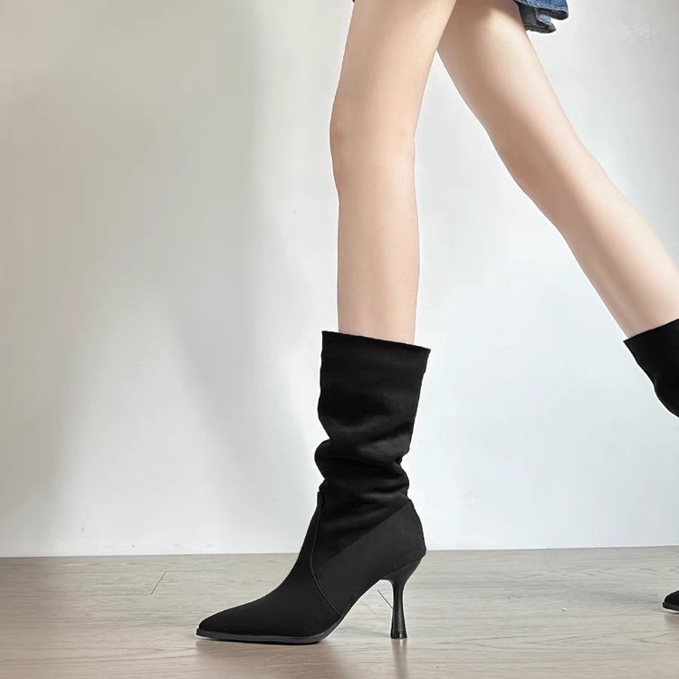 Women Bags For Sale - Bottes modernes mi-mollet en daim de