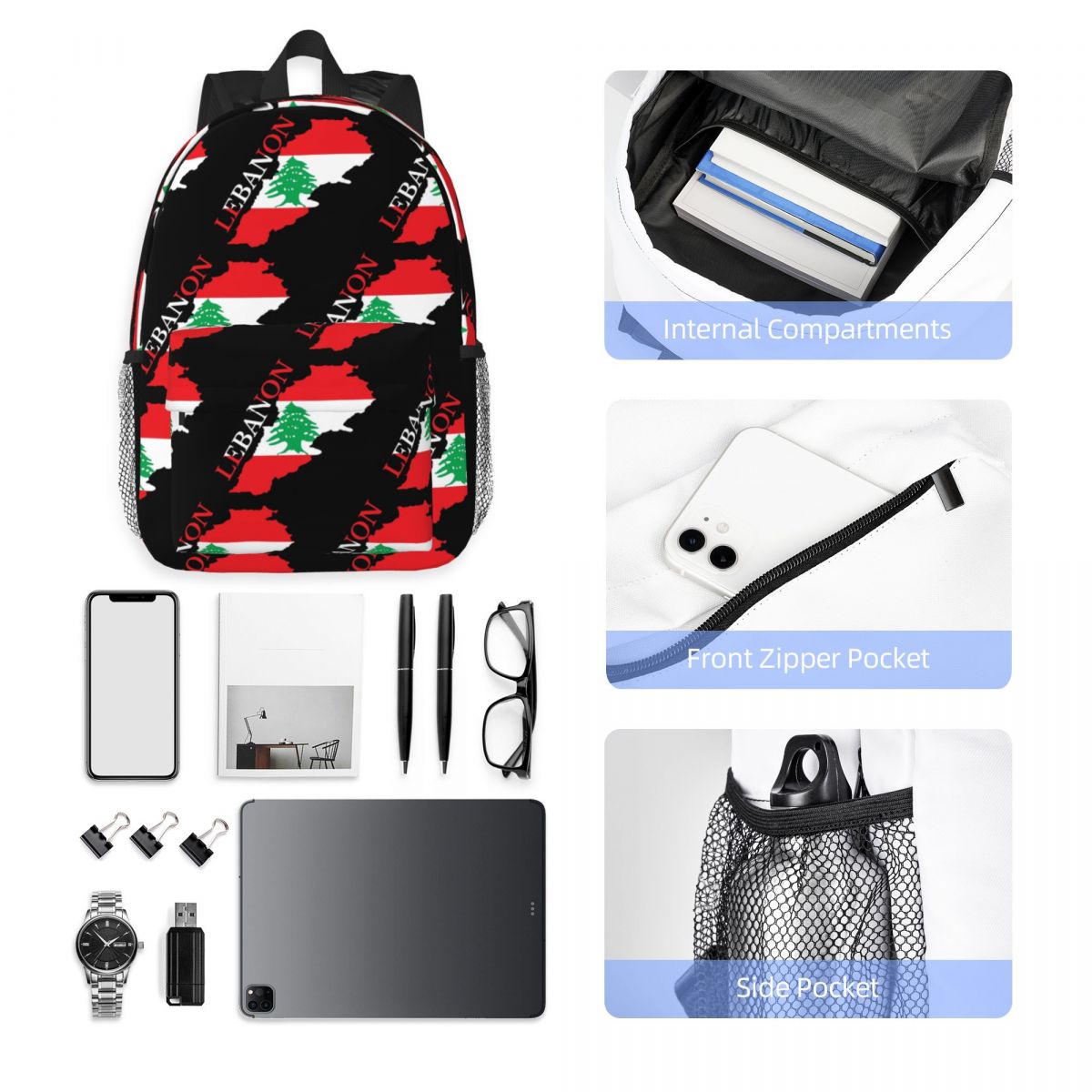 Sac à dos avec carte du drapea - Women Bags Lebanon avis et prix