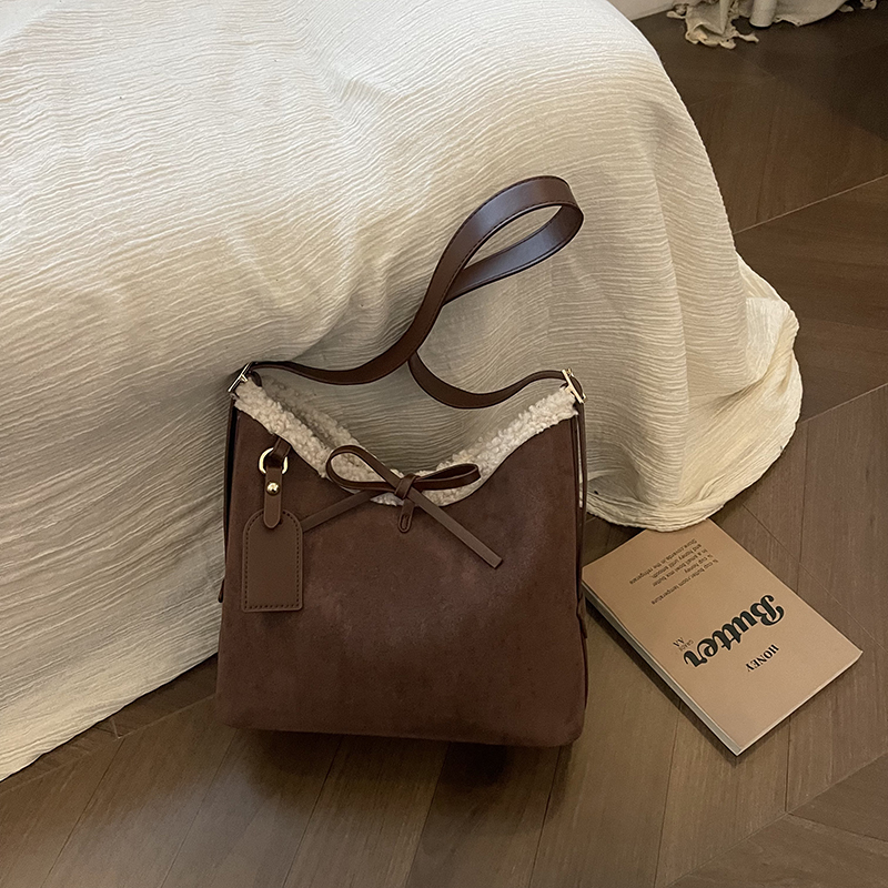 Faux daim couleur unie arc sac - Women Bags Branded Sale avis et prix