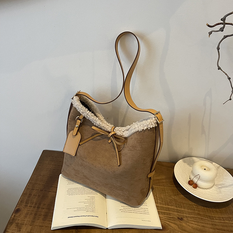 Faux daim couleur unie arc sac - Women Bags Branded Sale avis et prix