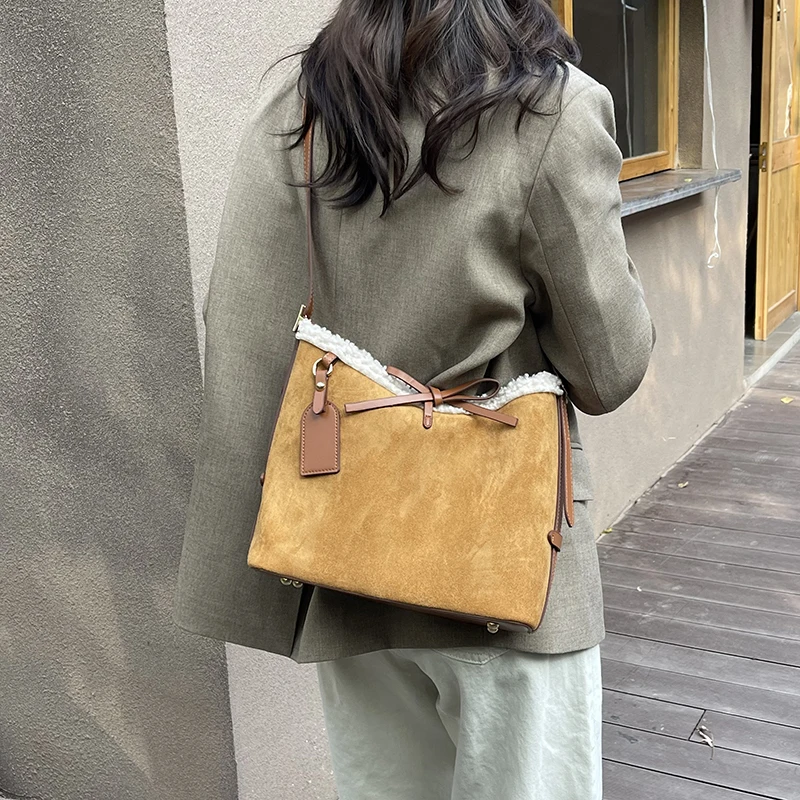 Faux daim couleur unie arc sac - Women Bags Branded Sale avis et prix
