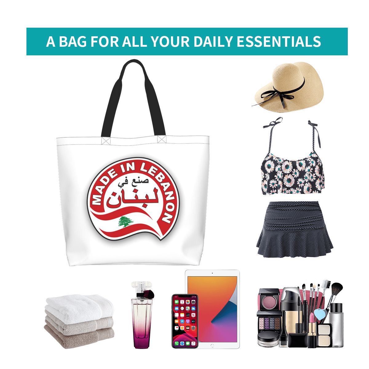 Sac fourre-tout en toile avec  - Women Bags Lebanon avis et prix
